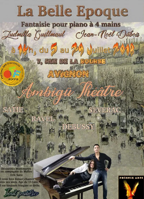 Affiche de Montmartre, La Belle Epoque Satie, à 4 mains, musique sous-titrée