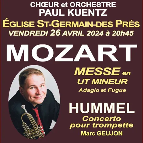 Affiche de Choeur et Orchestre Paul Kuentz : Mozart Messe en UT, Hummel concerto pour trompette