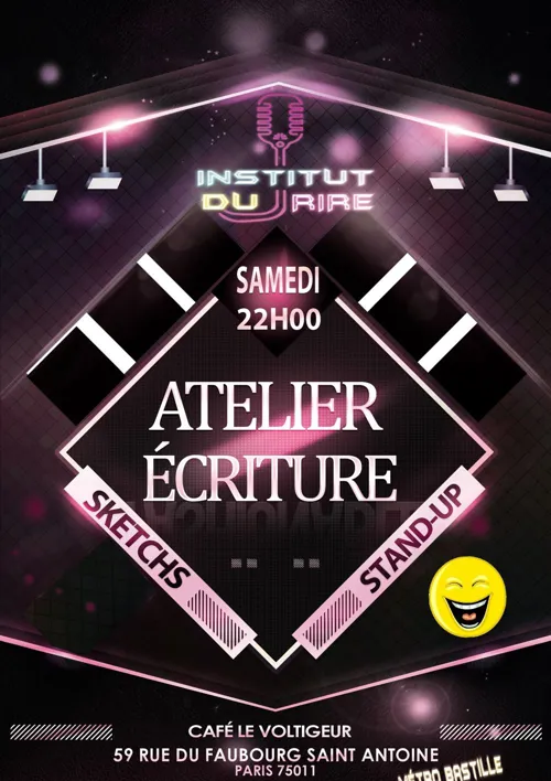 Affiche de L'institut du rire : Atelier écriture sketchs, stand-up