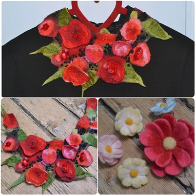 stage collier de fleurs en laine feutrée