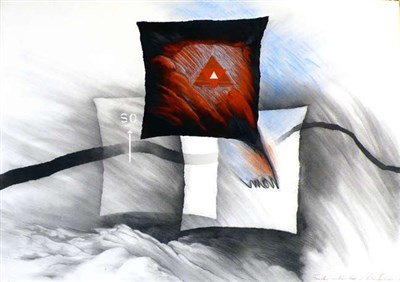 Roland Kraus, Fenêtre en mars Graphite, collage, sanguin, pastelle sur BFK.RIVES - 60 x 87 cm - Berl