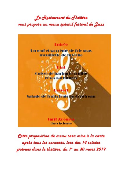 menu spécial festival de jazz