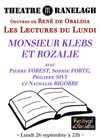Monsieur Klebs et Rozalie - Théâtre le Ranelagh