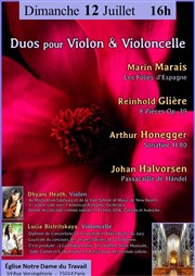 Marin Marais / Glière / Honegger / Halvorsen : Duos pour Violon & Violoncelle : Eglise Notre-Dame du Travail Affiche