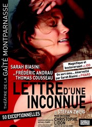 Lettre d'une inconnue | avec Sarah Biasini Gait Montparnasse Affiche