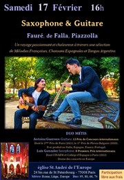 Saxophone & Guitare : Fauré, de Falla, Piazzolla Eglise Saint Andr de l'Europe Affiche