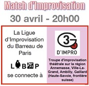 Match d'Improvisation Ligue Barreau de Paris et Troupe 3G d'Impro Salle du Patronage Lac du XVme Affiche