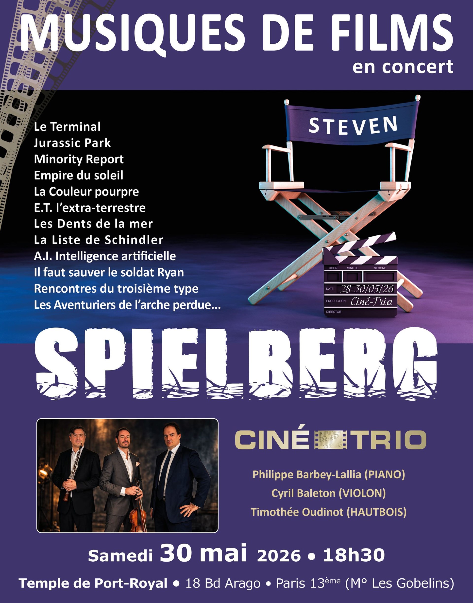 Ciné-Trio : Les musiques des films de Steven Spielberg