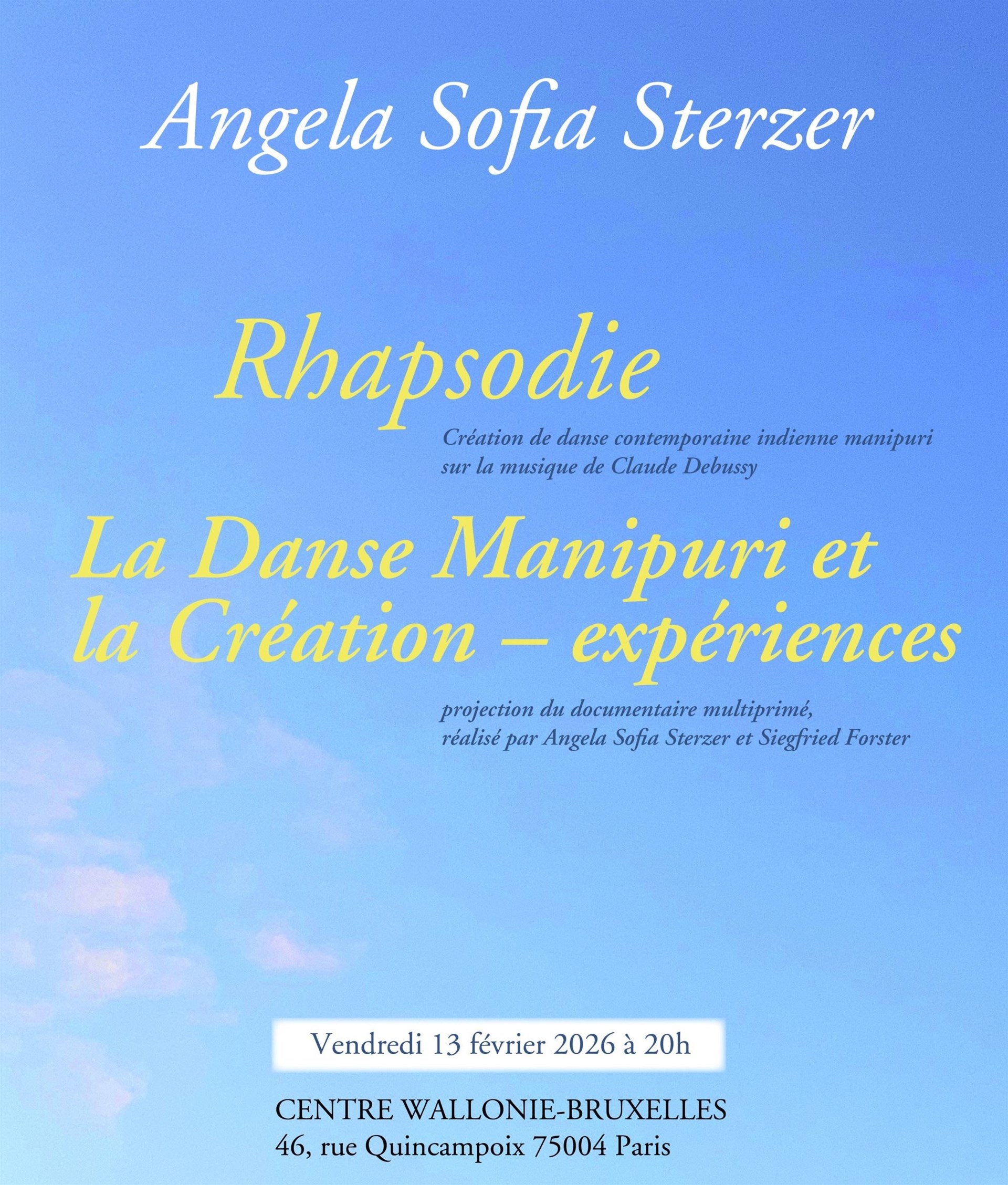 Rhapsodie et La danse Manipuri et la création – expériences