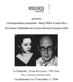 Affiche de Correspondance passionnée : Henry Miller et Anaïs Nin