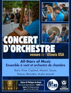 Affiche de Concert de 2 Orchestres venus de l'Illinois, USA
