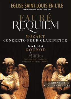Affiche de Requiem Fauré / Mozart concerto de Clarinette / Gallia Gounod