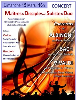 Affiche de Maîtres & Disciples en Soliste et Duo : Violon, Hautbois & Orchestre
