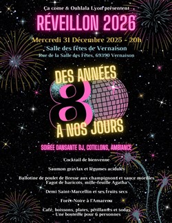 Affiche de Réveillon 2026 des années 80 à aujourd'hui