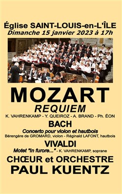 Affiche de Mozart Requiem / Bach / Vivaldi | par le Choeur et Orchestre Paul Kuentz