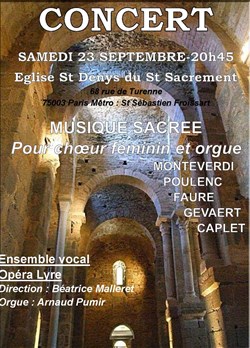 Affiche de Musique sacrée pour choeur féminin et orgue (de Monteverdi à Caplet)