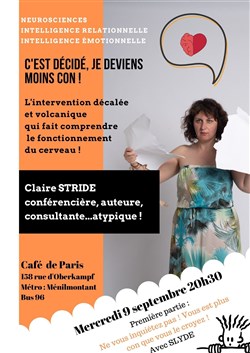 Affiche de Claire Stride dans C'est décidé je deviens moins con !