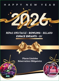 Affiche de Soirée repas-spectacle DJ de la Saint-Sylvestre du 31 décembre 2025