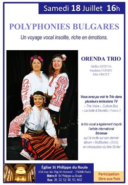 Affiche de Orenda Trio : Polyphonies bulgares