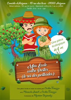 Affiche de Miss Écolo contre Pestos (le roi des pesticides)