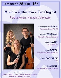 Affiche de Musique de Chambre en Trio Original : Flûte traversière, Hautbois & Violoncelle