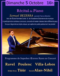 Affiche de Récital de Piano : Ravel / Poulenc / Villa-Lobos / Erkki-Sven / Tüür / Alan-Nihil