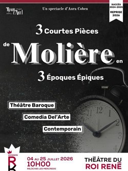 Affiche de 3 courtes pièces de Molière en 3 époques épiques