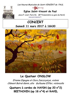 Affiche de Haydn, Beethoven et Ravel par le quatuor Onslow