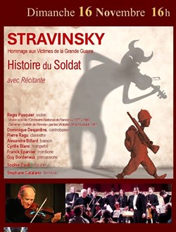 Affiche de Stravinsky : Histoire du soldat, 14-18 avec récitant