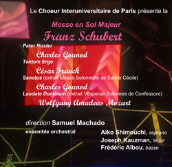 Affiche de Schubert, Gounod, Mozart : Concert du Choeur Interuniversitaire de Paris