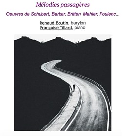Affiche de Mélodies passagères : Barber, Schubert, Mahler, Britten et Poulenc.