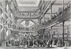 Affiche de Visite guidée : Exposition temporaire La naissance des Grands magasins, mode, design, jouet, publicité 1852-1925
