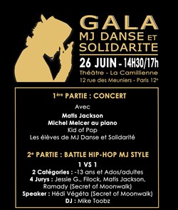 Affiche de Gala MJ Danse et Solidarité : Concert et Battle hip-hop MJ style