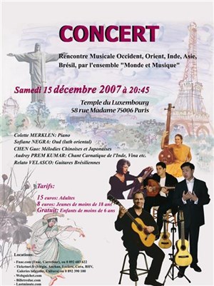 Affiche de Rencontre Musicale Occident, Orient, Inde, Asie, Brésil