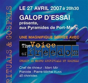 Affiche de l'association galop d'essai invite the voice of freedom