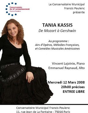 Affiche de Tania Kassis : De Mozart à Gershwin