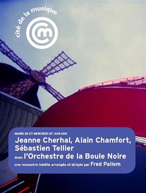 Affiche de J. cherhal, a. chamfort et s. tellier avec l'orchestre de la boule noire