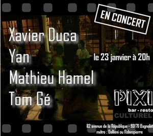 Affiche de Xavier Duca + Yan + Mathieu Hamel + Tom Gé.