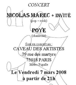 Affiche de Nicolas Marec et Nico Poye en concert