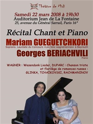 Affiche de Récital Chant et Piano | Auditorium du lycée La Fontaine