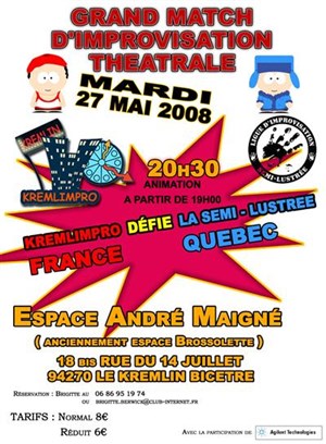 Affiche de Match d'Improvisation à Paris/Kremlin Bicêtre