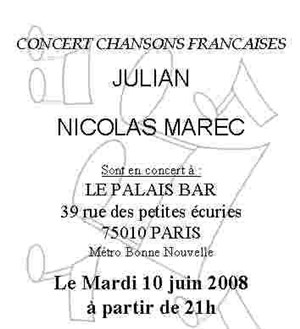 Affiche de Julian et Nicolas Marec en concert accoustique