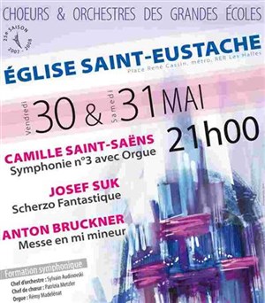 Affiche de Concert orgue Bruckner et St Saens