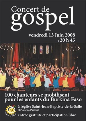 Affiche de 130 chanteurs gospel pour les enfants du burkina faso