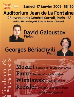 Affiche de Concert violon-piano | Auditorium du Lycée la Fontaine