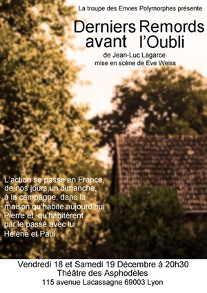 Affiche de Derniers remords avant l'oubli | Theatre des Asphodeles