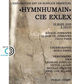 Affiche de Hymnhumain : création de la Cie Exlex