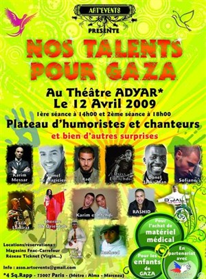 Affiche de Nos talents pour Gaza avec Rashid D, Donel Jack'Sman, Djal...