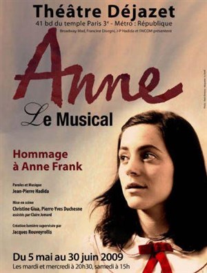 Affiche de Anne le musical hommage à Anne Frank | ancienne version
