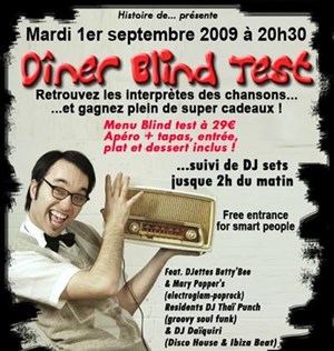 Affiche de Dîner blind test... suivi de DJ sets jusque 2h du matin !